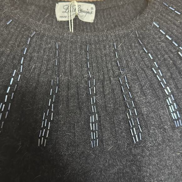 NWT Vintage Les Copains Beaded Embellishments Around Neckline Black Sweater - Picture 3 of 6